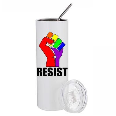 Resist Rainbow Fist National Pride Equality March Stainless Steel Tumbler