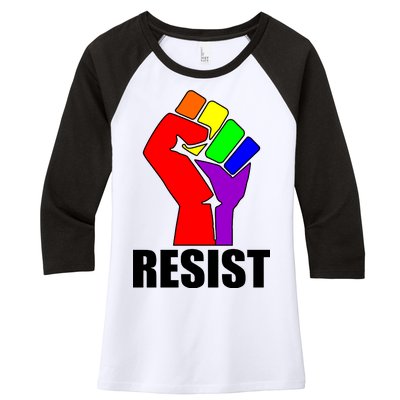 Resist Rainbow Fist National Pride Equality March Women's Tri-Blend 3/4-Sleeve Raglan Shirt