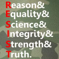Resist Reason, Equality, Science, Integrity, Strength & Truth. Resistance Legacy Tie Dye Trucker Hat