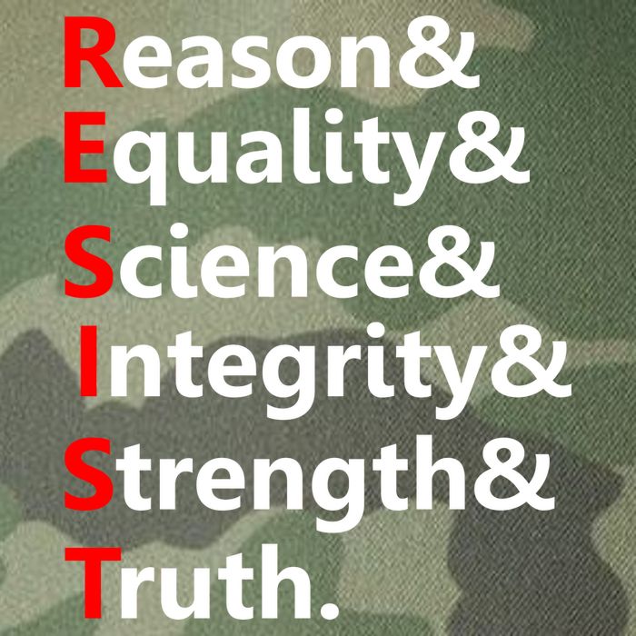 Resist Reason, Equality, Science, Integrity, Strength & Truth. Resistance Legacy Tie Dye Trucker Hat