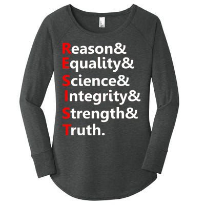 Resist Reason, Equality, Science, Integrity, Strength & Truth. Resistance Women's Perfect Tri Tunic Long Sleeve Shirt