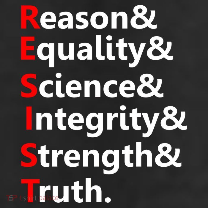 Resist Reason, Equality, Science, Integrity, Strength & Truth. Resistance 25L Jumbo Tote