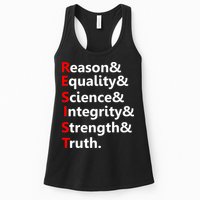 Resist Reason, Equality, Science, Integrity, Strength & Truth. Resistance Womens Tank Top