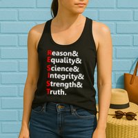 Resist Reason, Equality, Science, Integrity, Strength & Truth. Resistance Womens Tank Top