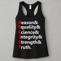 Resist Reason, Equality, Science, Integrity, Strength & Truth. Resistance Womens Tank Top