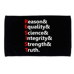 Resist Reason, Equality, Science, Integrity, Strength & Truth. Resistance Microfiber Hand Towel