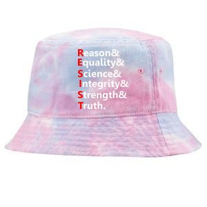 Resist Reason, Equality, Science, Integrity, Strength & Truth. Resistance Tie-Dyed Bucket Hat