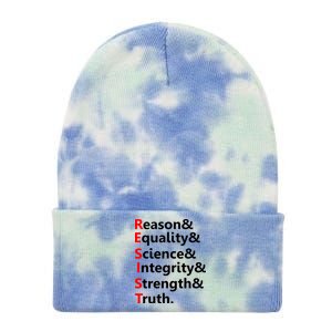 Resist Reason, Equality, Science, Integrity, Strength & Truth. Resistance Tie Dye 12in Knit Beanie