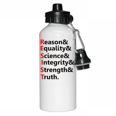 Resist Reason, Equality, Science, Integrity, Strength & Truth. Resistance Aluminum Water Bottle 