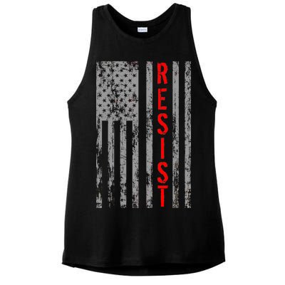 Resist Retro USA Flag The Resistance Anti Trump Ladies PosiCharge Tri-Blend Wicking Tank