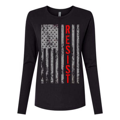 Resist Retro USA Flag The Resistance Anti Trump Womens Cotton Relaxed Long Sleeve T-Shirt