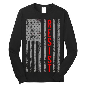 Resist Retro USA Flag The Resistance Anti Trump Long Sleeve Shirt