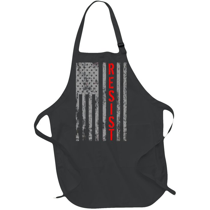 Resist Retro USA Flag The Resistance Anti Trump Full-Length Apron With Pockets