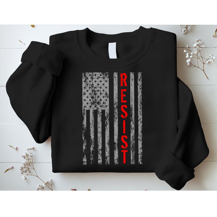 Resist Retro USA Flag The Resistance Anti Trump Sweatshirt