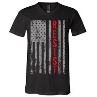 Resist Retro USA Flag The Resistance Anti Trump V-Neck T-Shirt