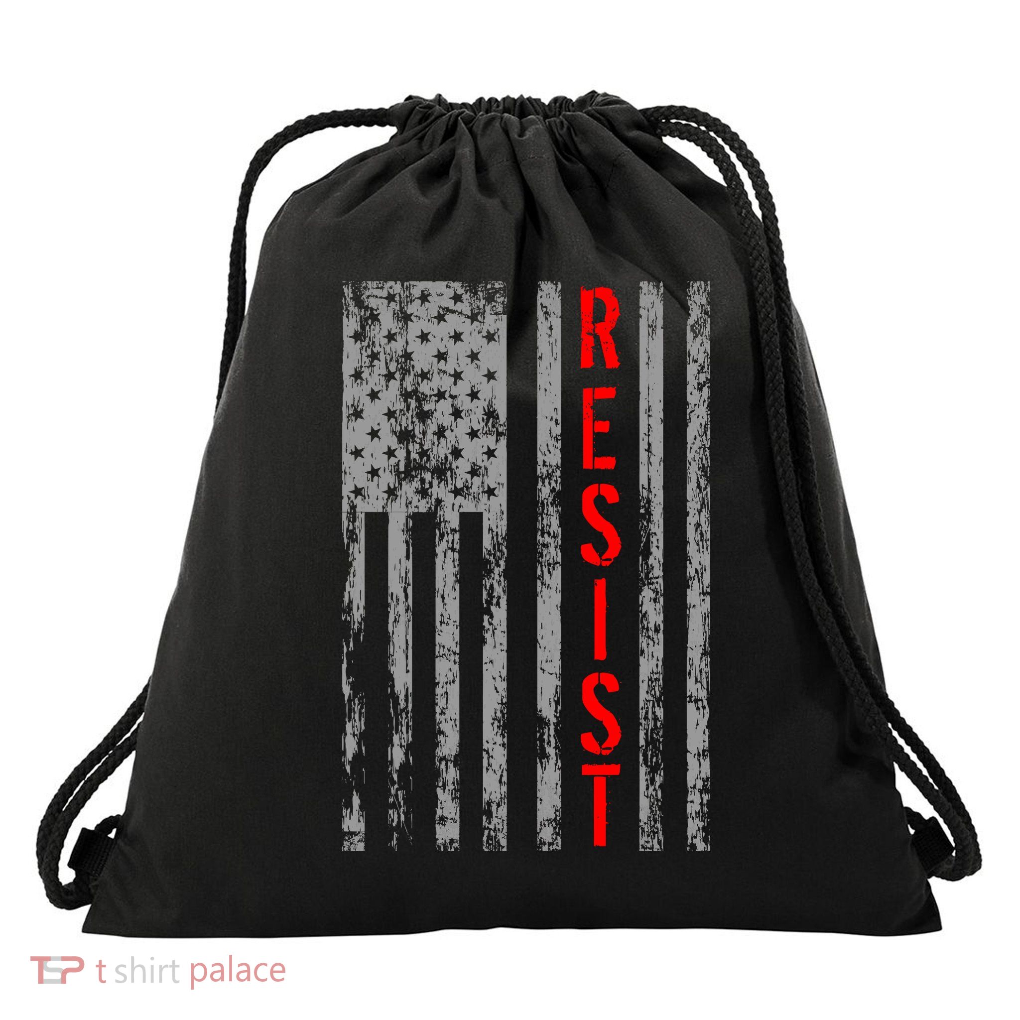 Resist Retro USA Flag The Resistance Anti Trump Drawstring Bag