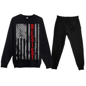 Resist Retro USA Flag The Resistance Anti Trump Premium Crewneck Sweatsuit Set