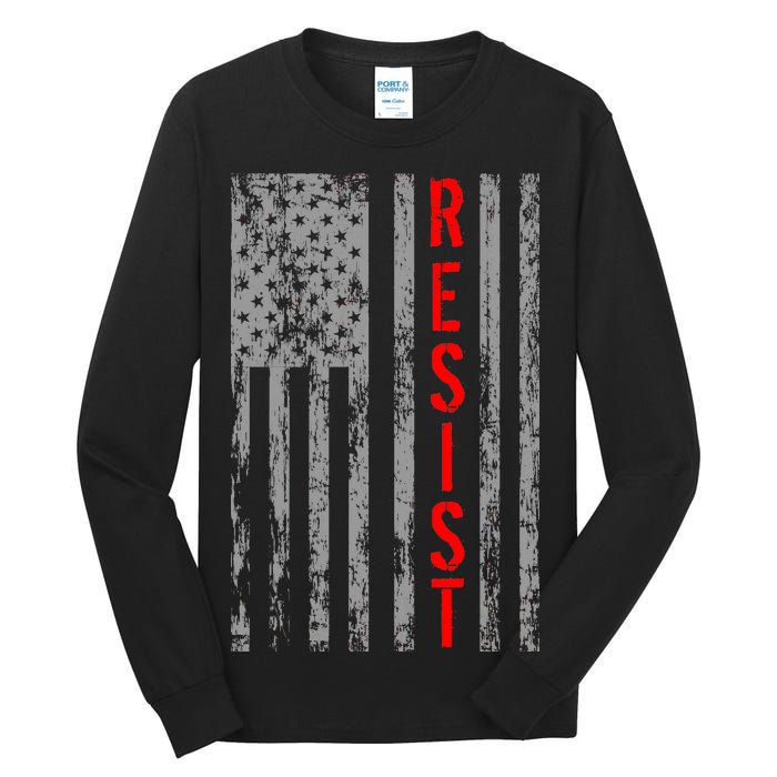 Resist Retro USA Flag The Resistance Anti Trump Tall Long Sleeve T-Shirt