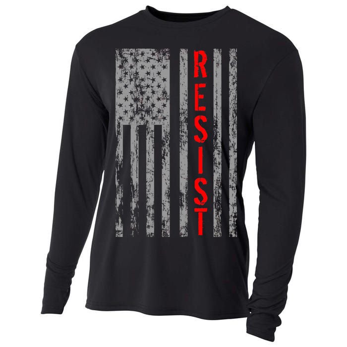 Resist Retro USA Flag The Resistance Anti Trump Cooling Performance Long Sleeve Crew