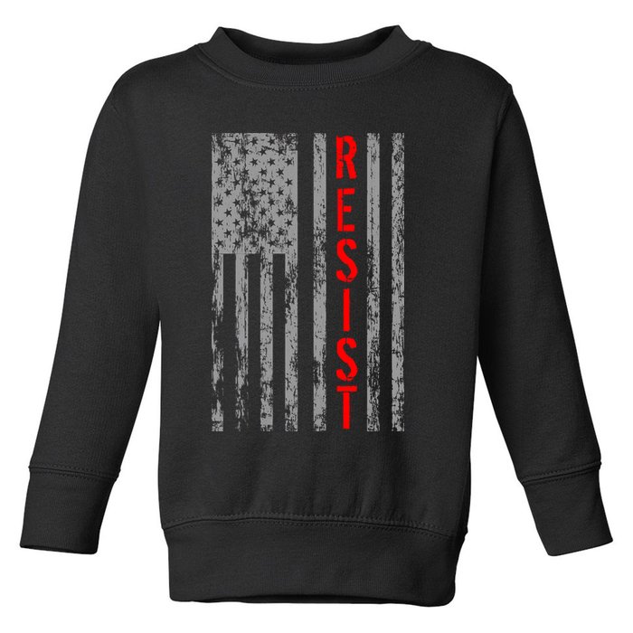 Resist Retro USA Flag The Resistance Anti Trump Toddler Sweatshirt
