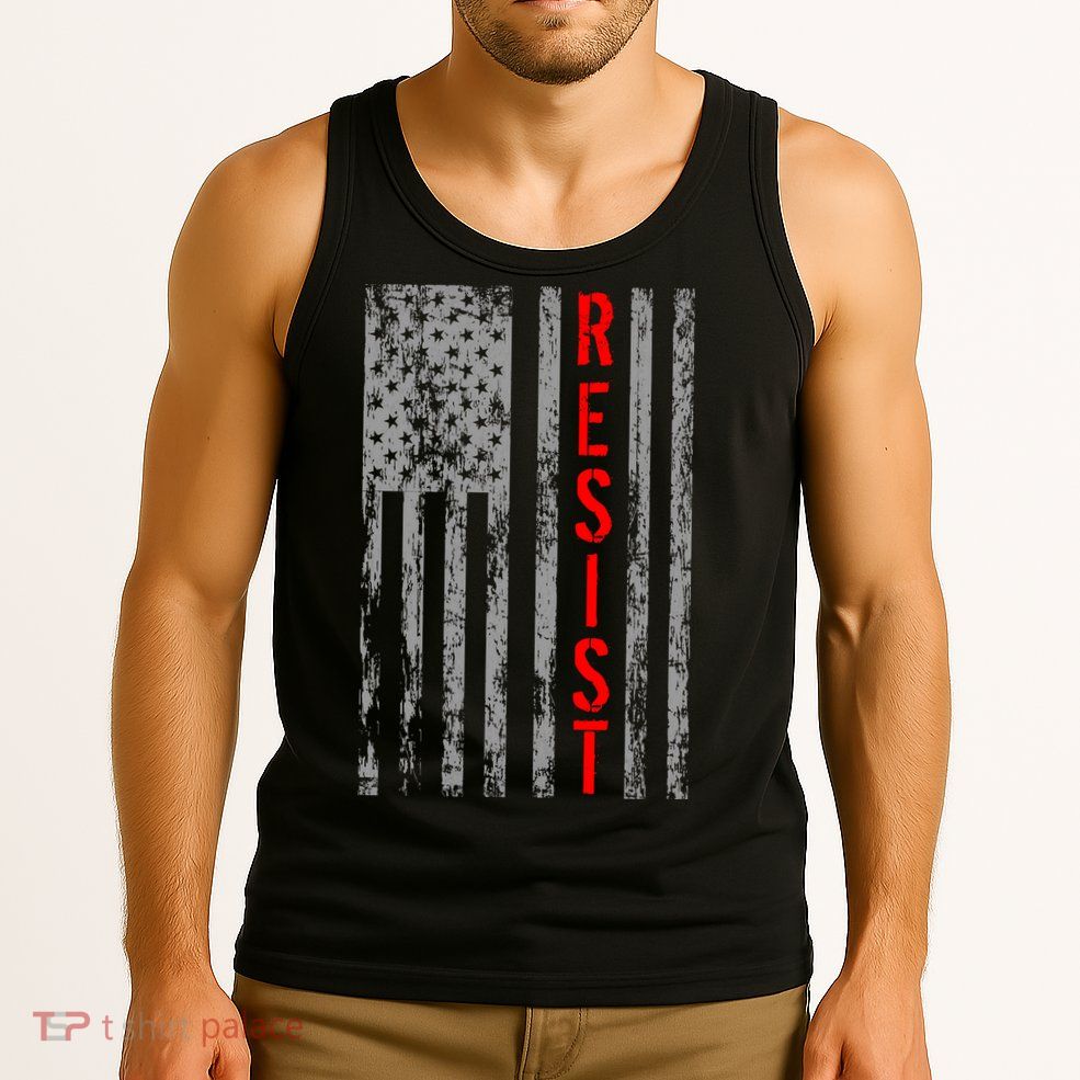 Resist Retro USA Flag The Resistance Anti Trump Tank Top
