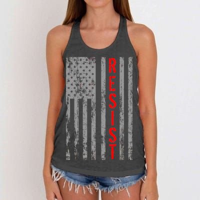 Resist Retro USA Flag The Resistance Anti Trump Women's Knotted Racerback Tank