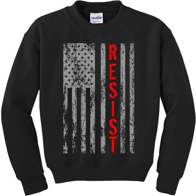 Resist Retro USA Flag The Resistance Anti Trump Kids Sweatshirt