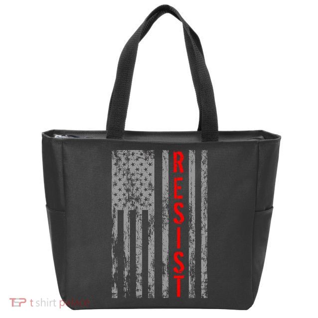 Resist Retro USA Flag The Resistance Anti Trump Zip Tote Bag