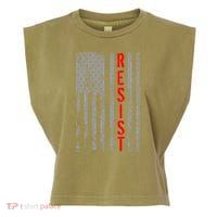 Resist Retro USA Flag The Resistance Anti Trump Garment-Dyed Women's Muscle Tee