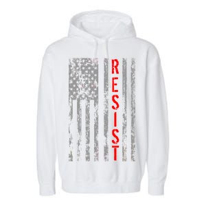 Resist Retro USA Flag The Resistance Anti Trump Garment-Dyed Fleece Hoodie