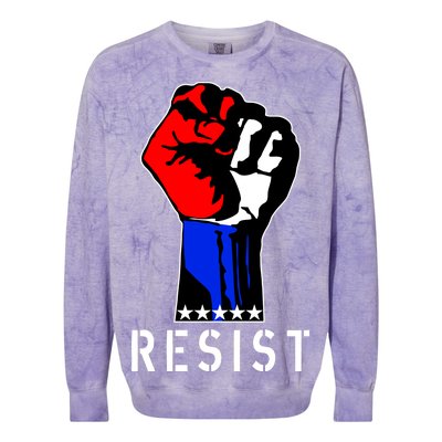 Resist Revolution Fight USA Stars Flag Fist Anti Trump Colorblast Crewneck Sweatshirt