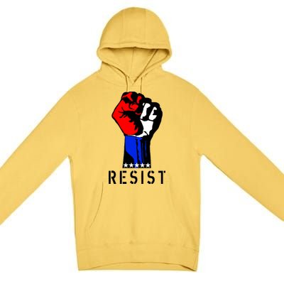 Resist Revolution Fight USA Stars Flag Fist Anti Trump Premium Pullover Hoodie