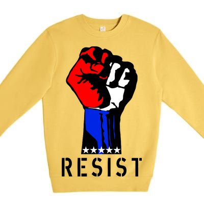 Resist Revolution Fight USA Stars Flag Fist Anti Trump Premium Crewneck Sweatshirt