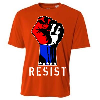 Resist Revolution Fight USA Stars Flag Fist Anti Trump Cooling Performance Crew T-Shirt