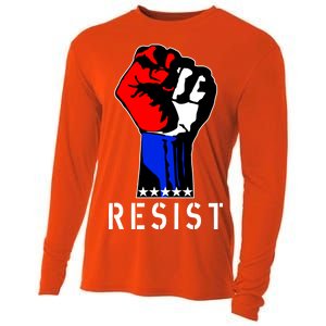 Resist Revolution Fight USA Stars Flag Fist Anti Trump Cooling Performance Long Sleeve Crew