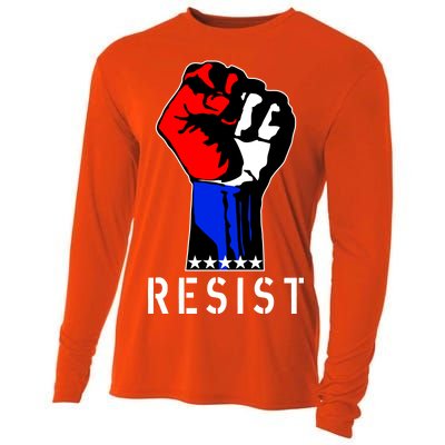 Resist Revolution Fight USA Stars Flag Fist Anti Trump Cooling Performance Long Sleeve Crew