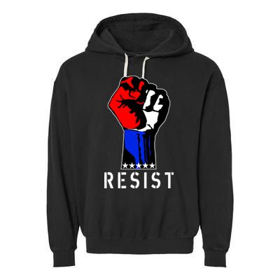 Resist Revolution Fight USA Stars Flag Fist Anti Trump Garment-Dyed Fleece Hoodie