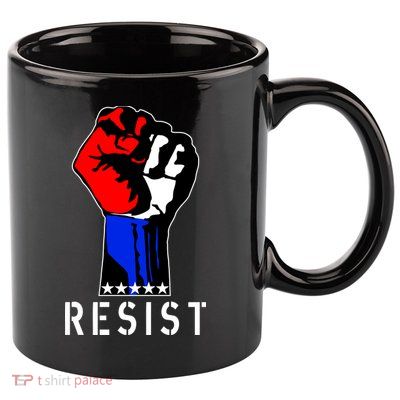 Resist Revolution Fight USA Stars Flag Fist Anti Trump 11oz C Handle Ceramic Mug
