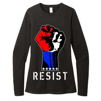 Resist Revolution Fight USA Stars Flag Fist Anti Trump Womens CVC Long Sleeve Shirt