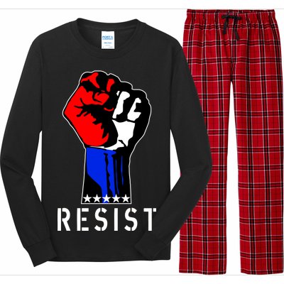 Resist Revolution Fight USA Stars Flag Fist Anti Trump Long Sleeve Pajama Set