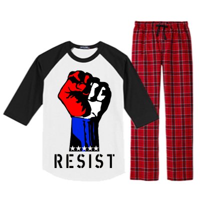 Resist Revolution Fight USA Stars Flag Fist Anti Trump Raglan Sleeve Pajama Set