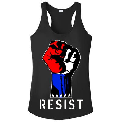 Resist Revolution Fight USA Stars Flag Fist Anti Trump Ladies PosiCharge Competitor Racerback Tank