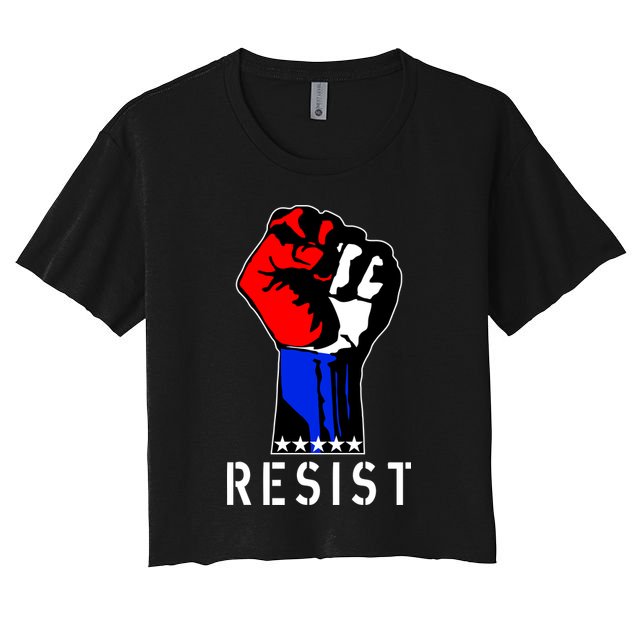 Resist Revolution Fight USA Stars Flag Fist Anti Trump Crop Top
