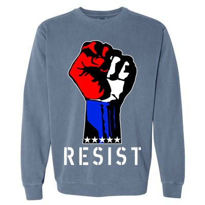 Resist Revolution Fight USA Stars Flag Fist Anti Trump Garment-Dyed Sweatshirt