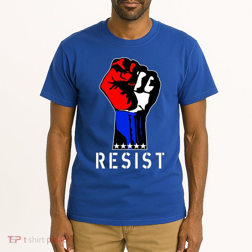 Resist Revolution Fight USA Stars Flag Fist Anti Trump Tall T-Shirt