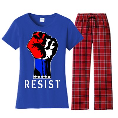 Resist Revolution Fight USA Stars Flag Fist Anti Trump Women's Flannel Pajama Set