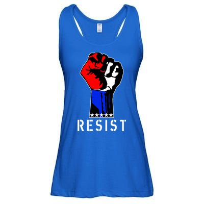 Resist Revolution Fight USA Stars Flag Fist Anti Trump Ladies Essential Flowy Tank