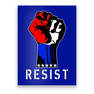 Resist Revolution Fight USA Stars Flag Fist Anti Trump Poster