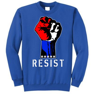 Resist Revolution Fight USA Stars Flag Fist Anti Trump Tall Sweatshirt