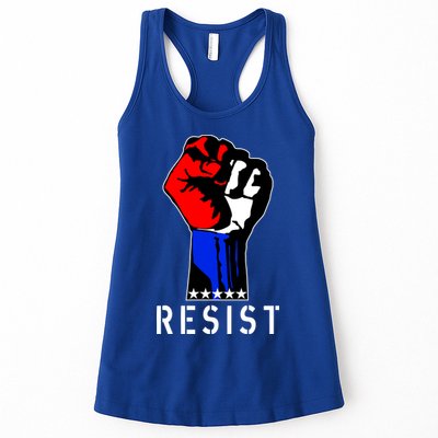 Resist Revolution Fight USA Stars Flag Fist Anti Trump Womens Tank Top